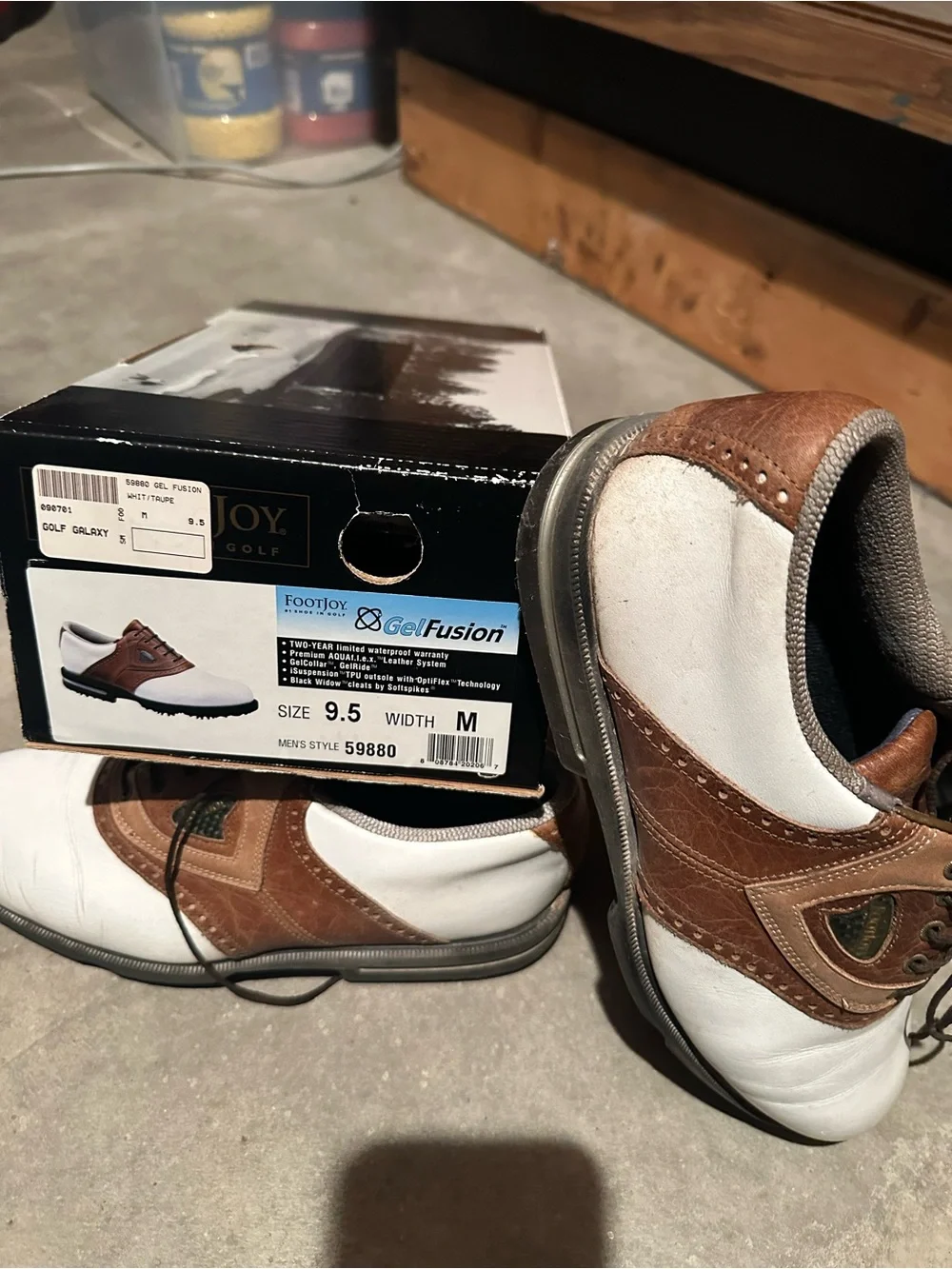FootJoy Men's Athletic Golf Shoes in White and Brown